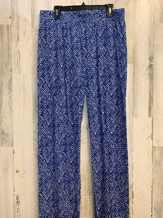 Size L HESTER & ORCHARD BOTTOMS BLU/WHITE DIAMOND STRAIGHT Pants