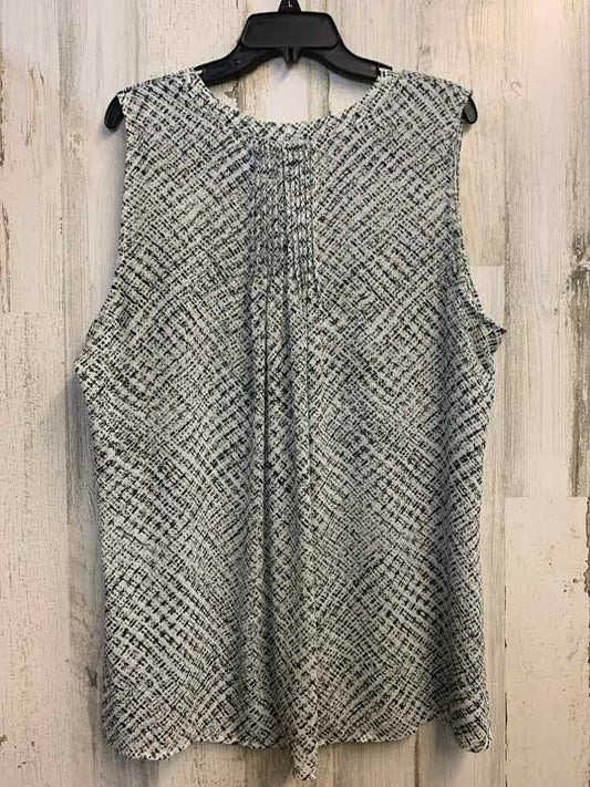 PRE-OWNED CROFT & BARROW PLUS SIZES Size 2X BLACK/GRN Checkered SLEEVELESS TOP/B