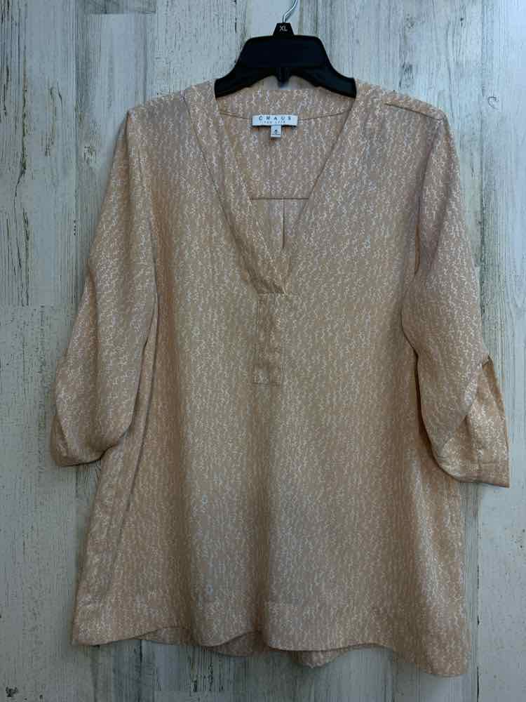 CHAUS Tops Size M PEACH/WHITE SPECKS 3/4 LENGTH TOP