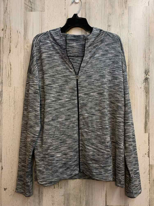 ADRIENNE VITTADINI Tops Size XL GRAY/WHT SPACE DYE HOOD Jacket