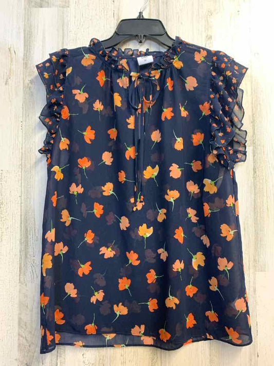 PRE-OWNED CABI Tops Size XS Navy Floral SHORT SLEEVES TOP