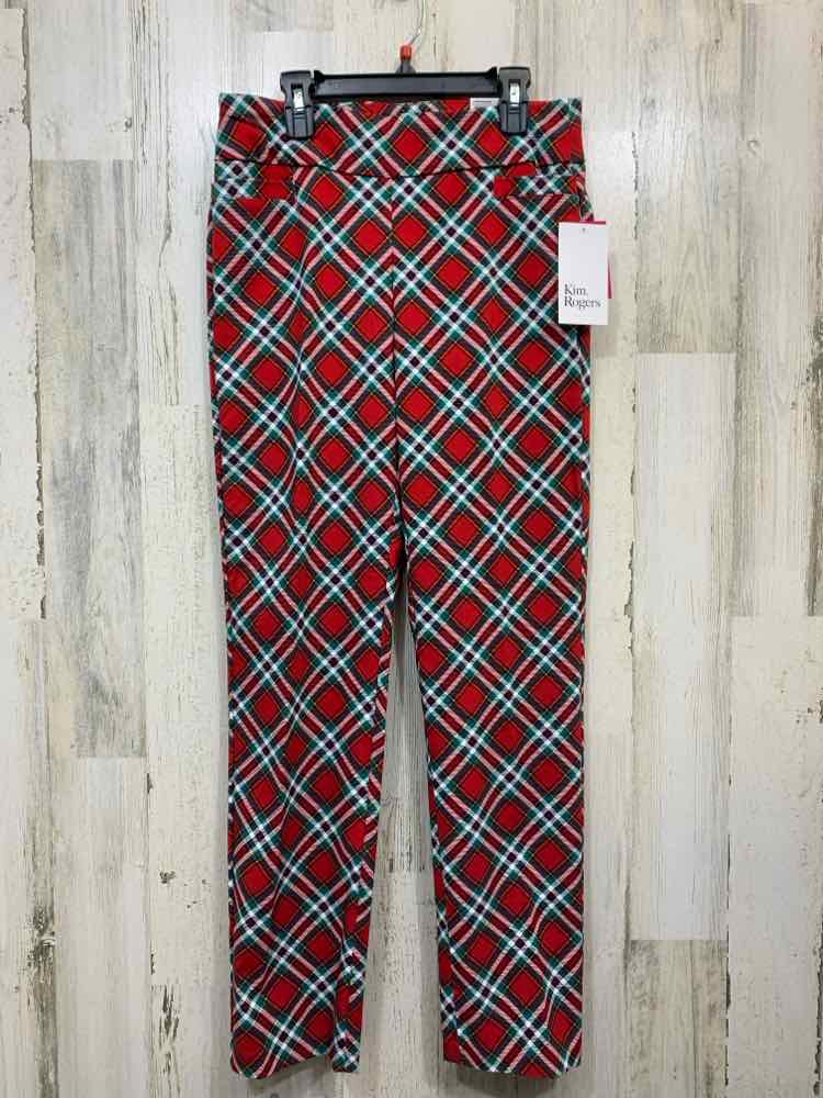 NWT Size 6P KIM ROGERS BOTTOMS RED/WHT/GRN Plaid TAPERED Pants