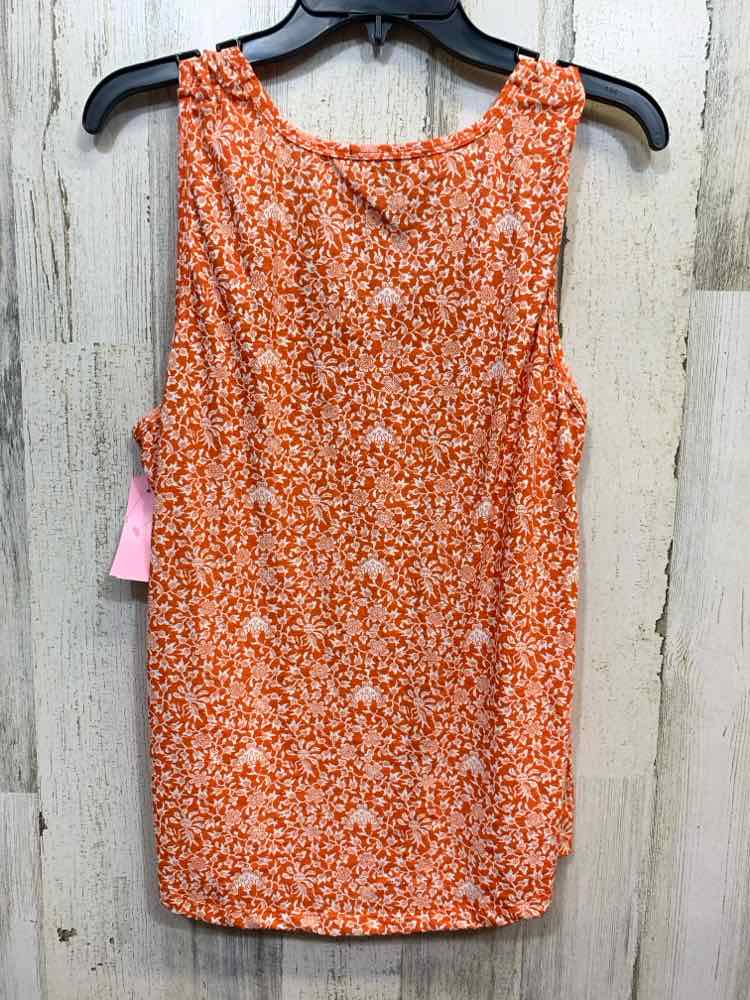 PRE-OWNED INC Tops Size XL ORANGE/WHITE Floral TANK TOP Tank Top/FLORAL TANK TOP