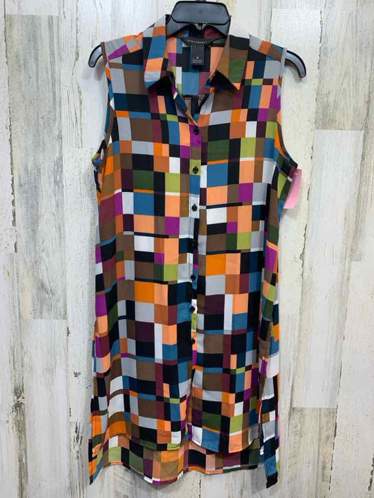PRE-OWNED INVESTMENTS Tops Size M BLCK/BRWN/OLIVE/ORNGE/WHT/BLUE Chiffon Blouse