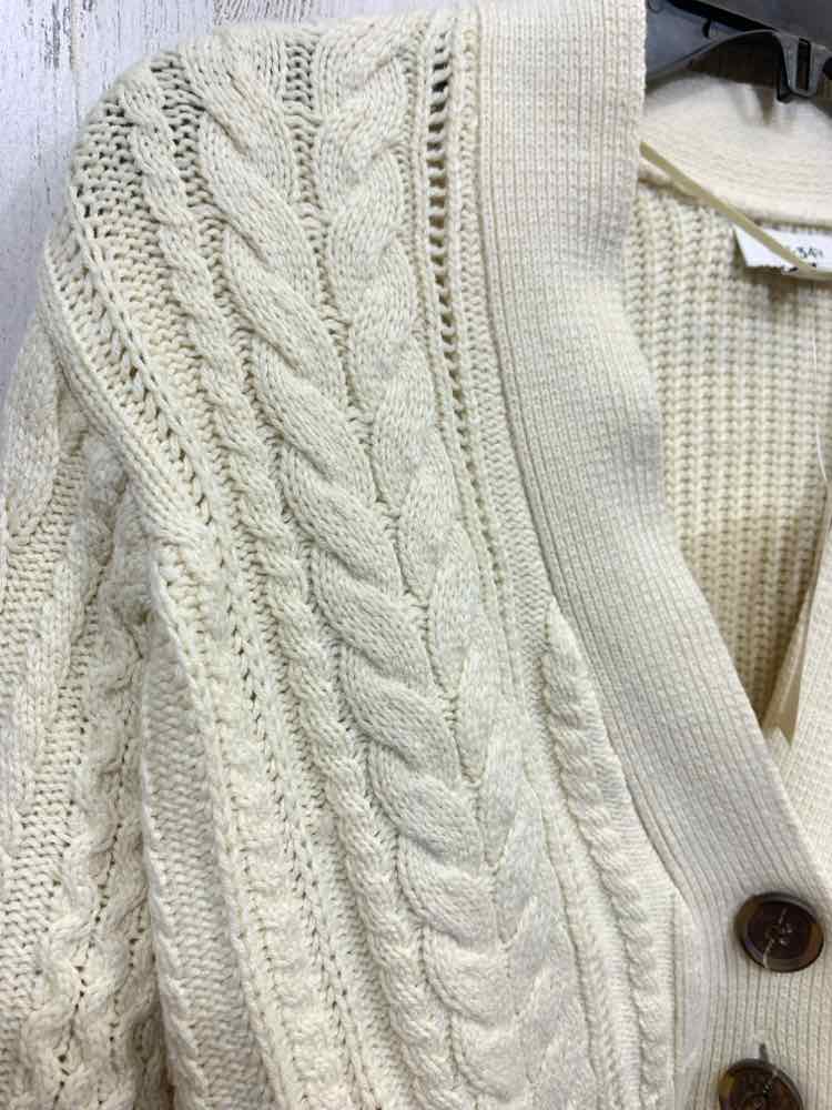NWT ON 34TH Size XXS Tops Cream CABLE KNIT LONG SLEEVE/CROP BUTTON UP CARDIGAN