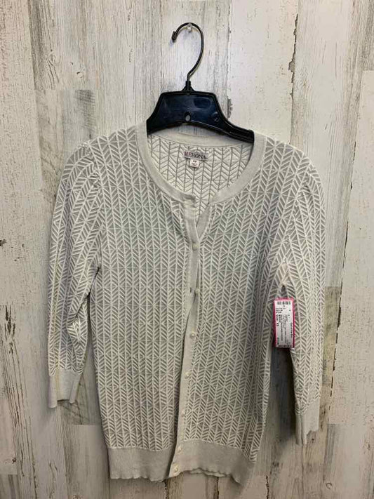 PRE-OWNED MERONA Tops Size XS White CHEVRON LONG SLEEVES Sweater/WHITE LONG SLEE