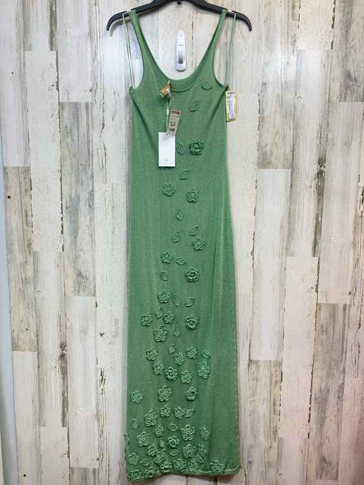 PRE-OWNED CAROLINE CONSTAS Dresses and Skirts Size S Green LEAVES MAXI Dress/MET