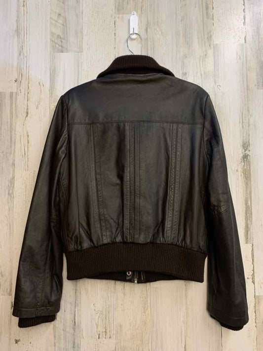 PRE-OWNED R & O BY REILLY OLMES JACKETS / COATS Size L DARK BROWN Leather Coat