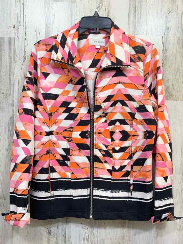 PRE-OWNED ERIN LONDON JACKETS / COATS Size S WHITE/BLACK/PINK/PEACH Jacket/WHITE