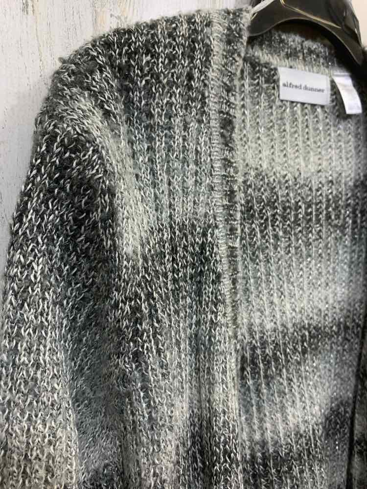 PRE-OWNED ALFRED DUNNER Size L Tops BLK/WHT/GRAY LONG SLEEVE Cardigan
