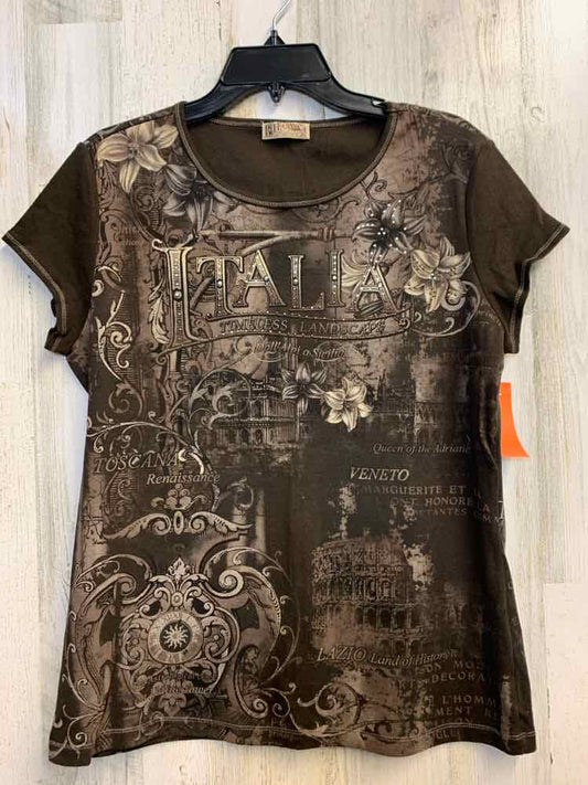 PRE-OWNED BLUE CANYON Tops Size XL Brown CITIES SHORT SLEEVES TOP