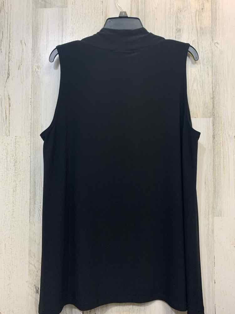 SYMPLI Tops Size 18 Black ELASTIC SLEEVELESS V NECK LONG