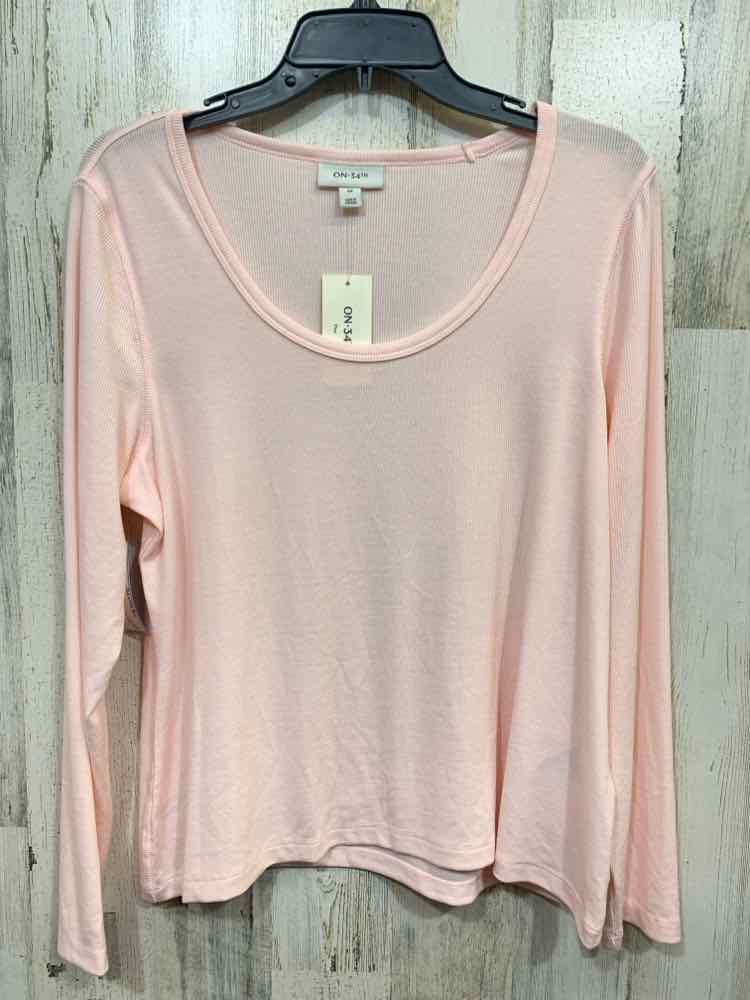 NWT ON 34TH Size 0X Tops BABY PINK KNIT Solid LONGSLEEVE Shirt ROUND NECK FLANNE