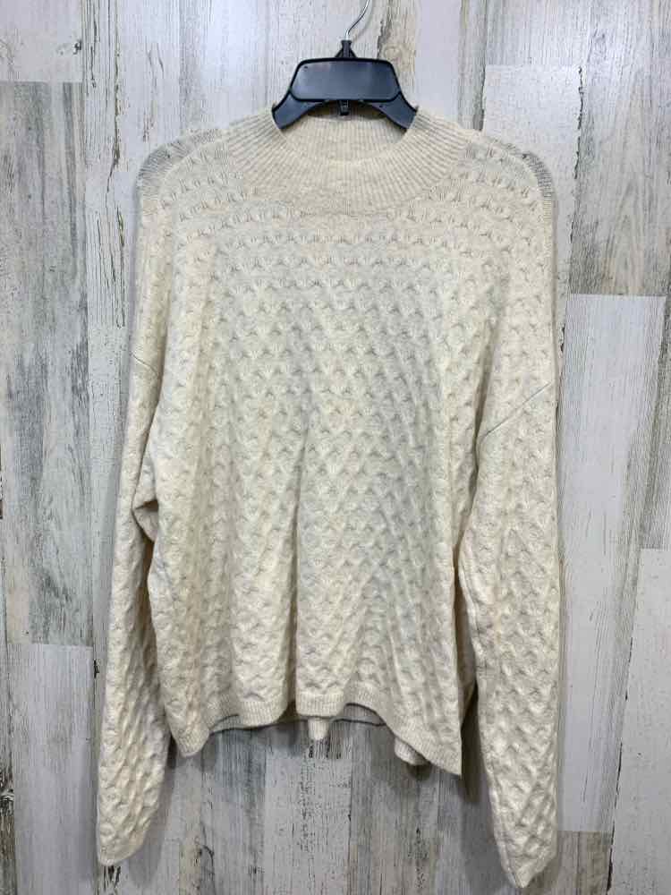NWT ON 34TH Size M Tops Cream LONG SLEEVE CHEVRON TEXTURED KNIT SWEATER