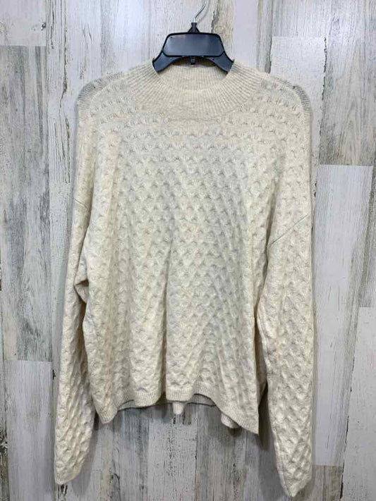 NWT ON 34TH Size M Tops Cream LONG SLEEVE CHEVRON TEXTURED KNIT SWEATER