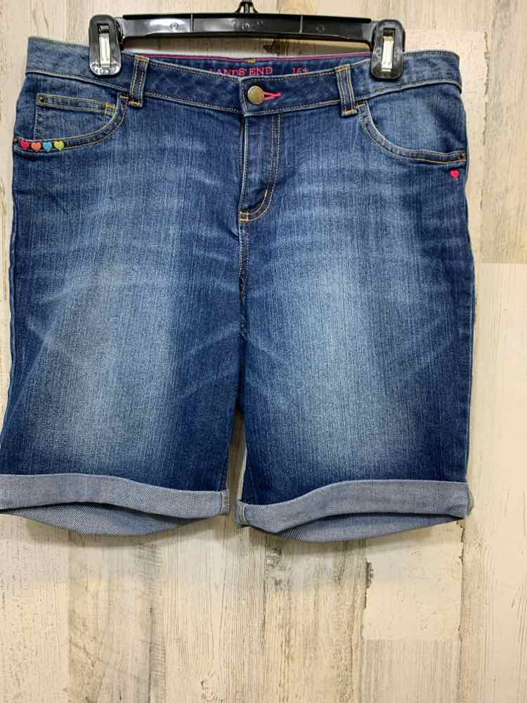 PRE-OWNED Size S LANDS DOWNUNDER BOTTOMS Denim SHORT Shorts/CUFFED LEGS W/ HEART