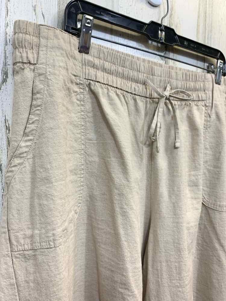 PRE-OWNED Size 16 LANE BRYANT BOTTOMS BIEGE Solid WIDE LEG Pants/BEIGE FLOWY WID