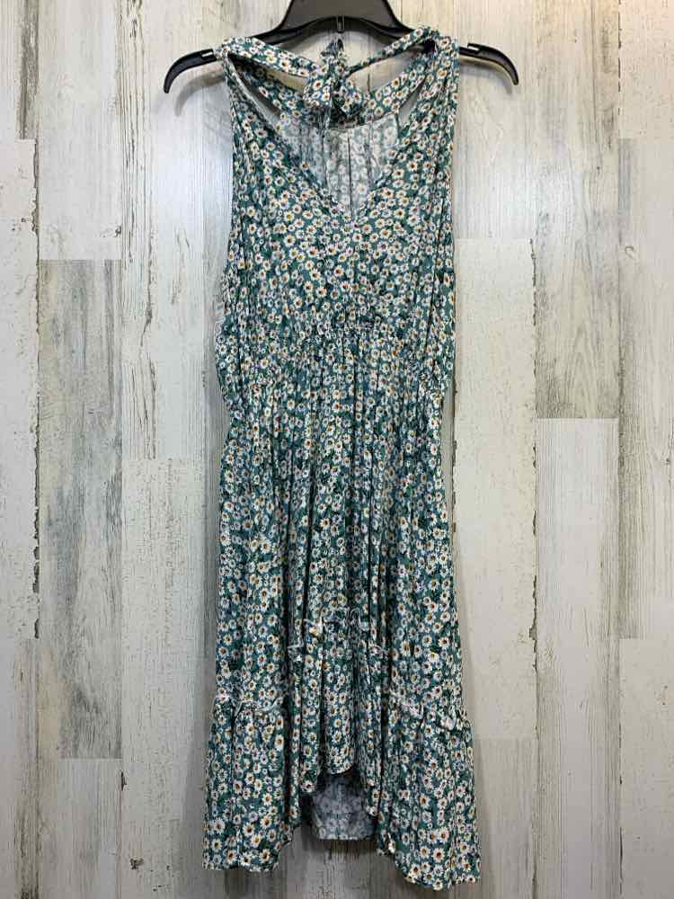 PRE-OWNED NAGGOO Dresses and Skirts Size M WHT/GRN/YEL DAISIES HALTER Dress