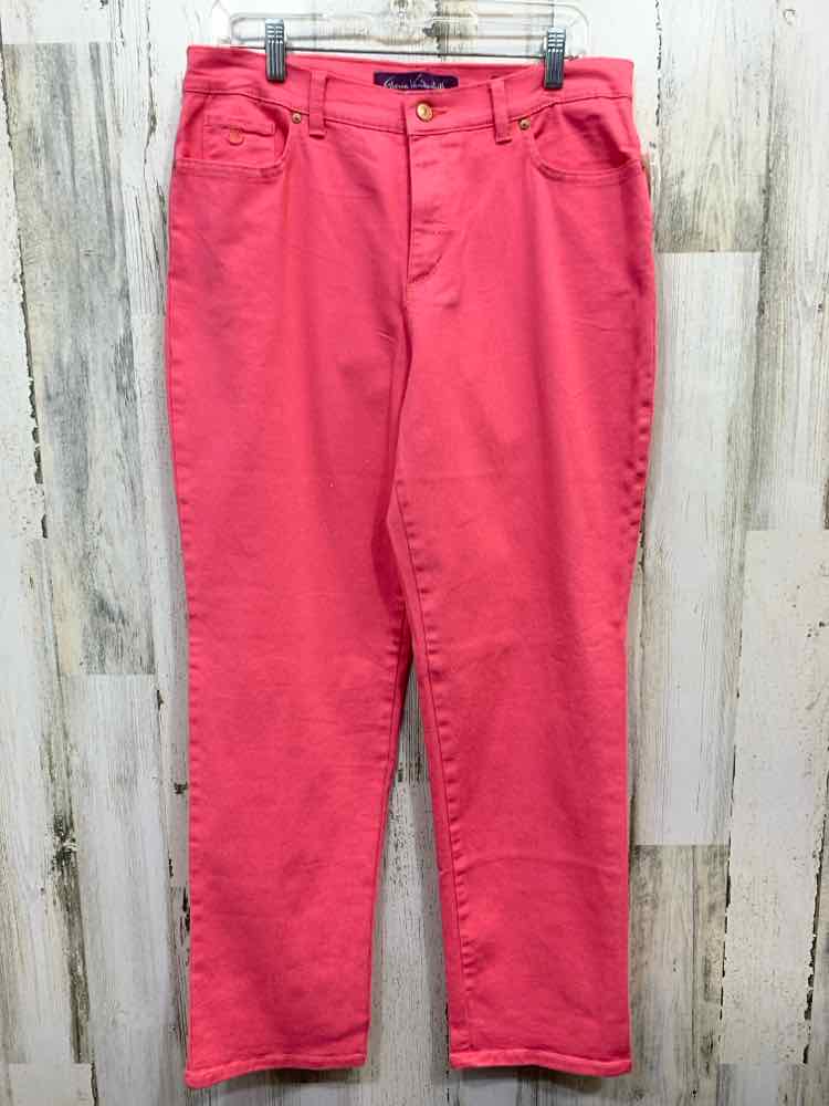 PRE-OWNED Size 12 GLORIA VANDERBILT BOTTOMS Pink Solid STRAIGHT Pants/PINK STRAI