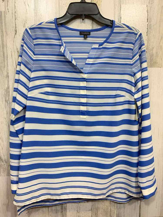 PRE-OWNED TALBOTS/HORIZONTAL STRIPE LONG SLEEVE SPLIT V-NECK