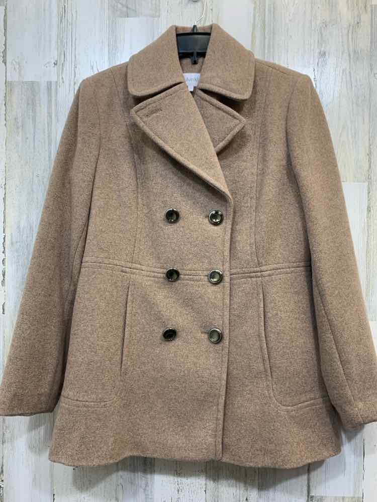 PRE-OWNED CALVIN KLEIN JACKETS / COATS Size 6 Taupe DOUBLE BREASTED Coat