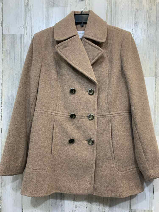PRE-OWNED CALVIN KLEIN JACKETS / COATS Size 6 Taupe DOUBLE BREASTED Coat