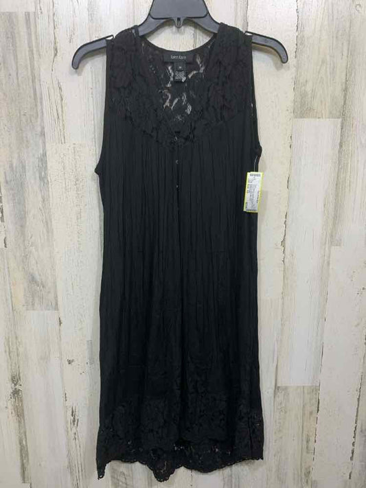 PRE-OWNED KAREN KANE/CRINKLE TEXTURE LACE BODICE/HEM SLEEVELESS BUTTON-DOWN