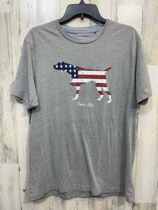 PRE-OWNED ORVIS Tops Size L GRY/WHT/BLU ROUND NECKLINE T-shirt