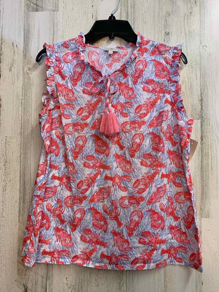 TALBOTS Tops Size M RED/WHT/BLU LOBSTERS SLEEVELESS TOP