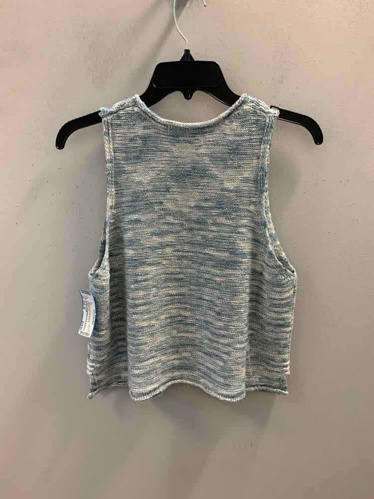 GILDED INTENT Tops Size M BLU/CREAM MARLED SLEEVELESS TOP