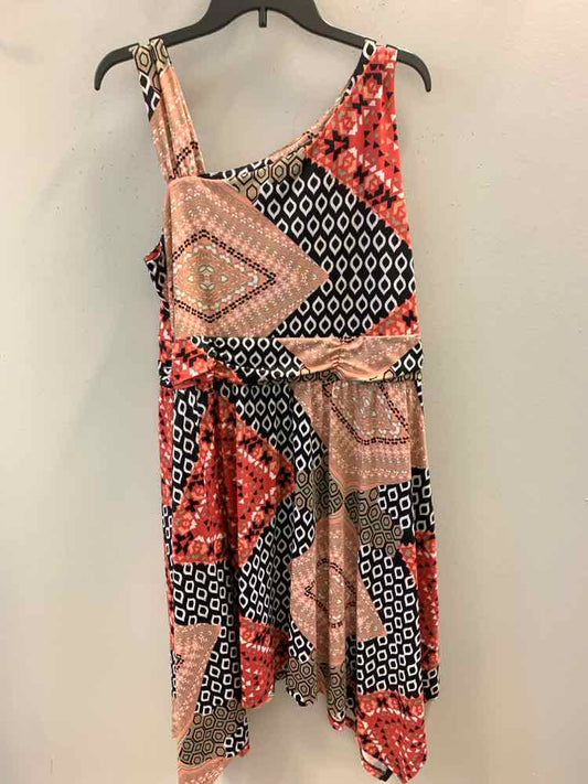 NEW DIRECTIONS Dresses and Skirts Size XL BLUSH/BLK/RED/WHT Patchwork Dress