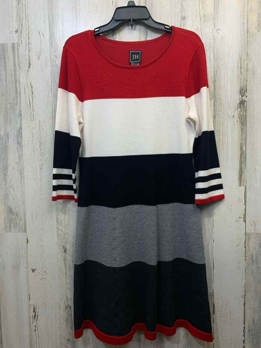 JH Dresses and Skirts Size L RED/WHT/BLK Stripe SWEATER DRESS Dress