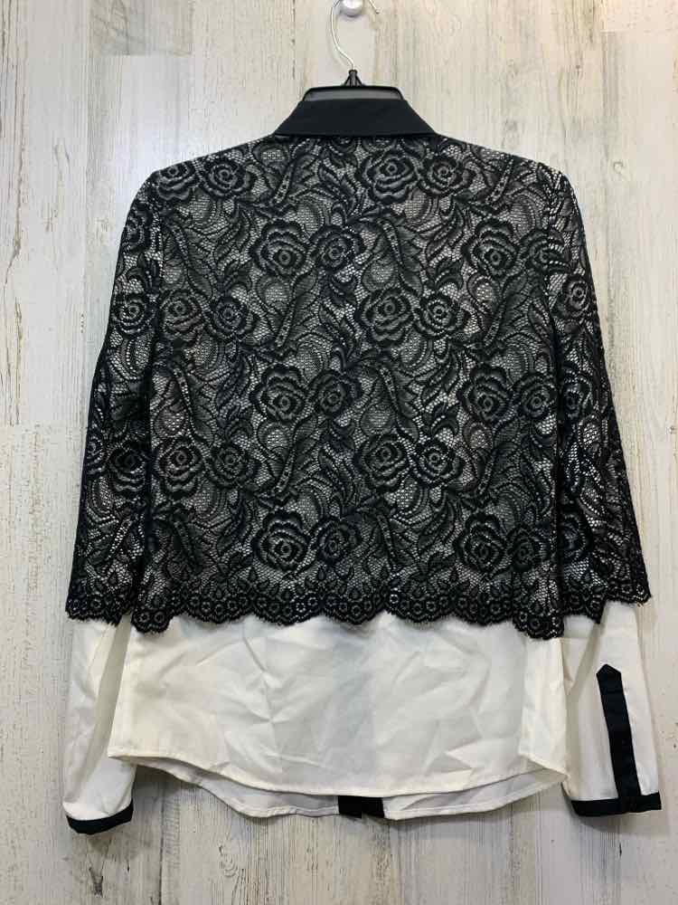 GIANNI BINI Tops Size XS BLK/WHT Lace LONG SLEEVES Shirt