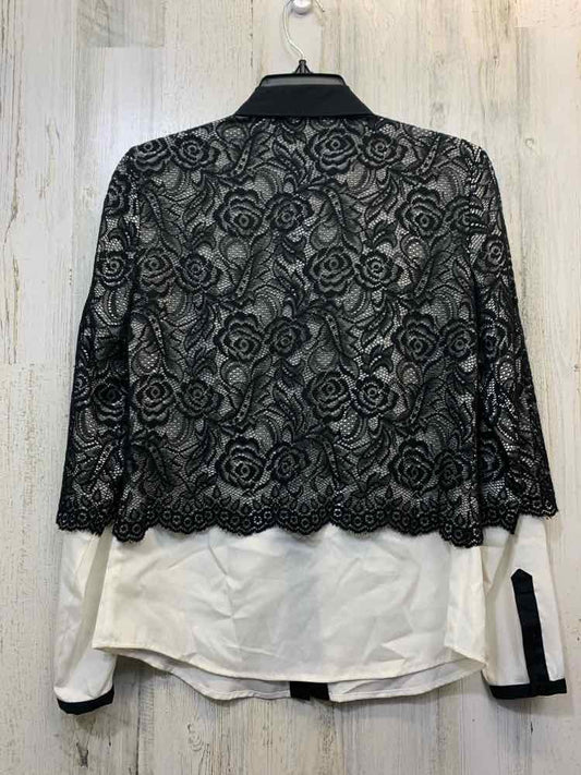 GIANNI BINI Tops Size XS BLK/WHT Lace LONG SLEEVES Shirt