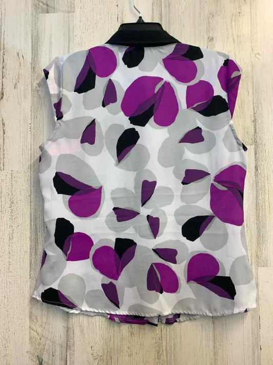 WORTHINGTON Tops Size M WHT/PUR/BLK ABSTRACT SLEEVELESS Shirt