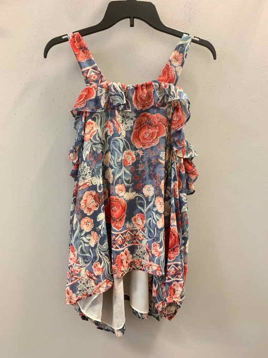 Size 26/28 CATO BLU/RED/WHT Floral COLD SHOULDERS TOP