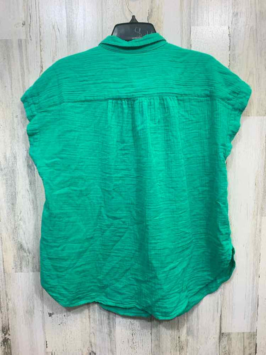 PRE-OWNED GAP Tops Size L Green CAP SLEEVE/CRINCKLE GAUZE/BUTTON UP Shirt