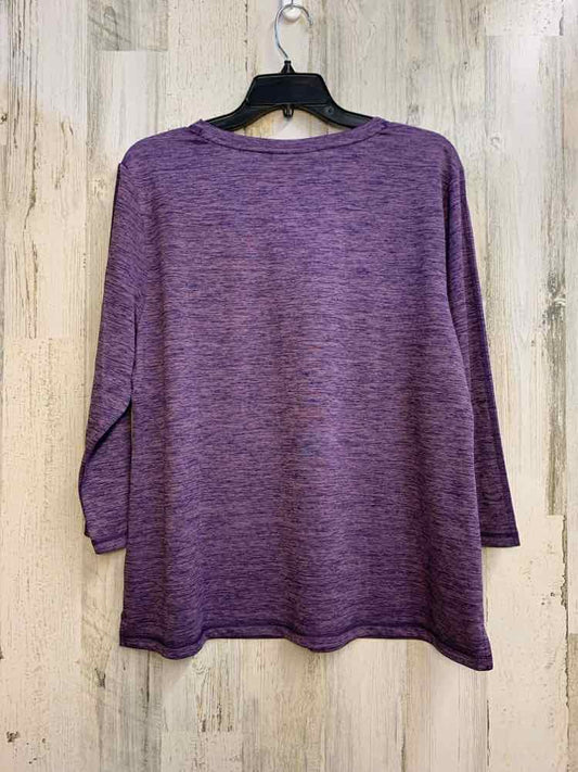 NWT KAREN SCOTT Tops Size L Purple SPACE DYE 3/4 LENGTH TOP