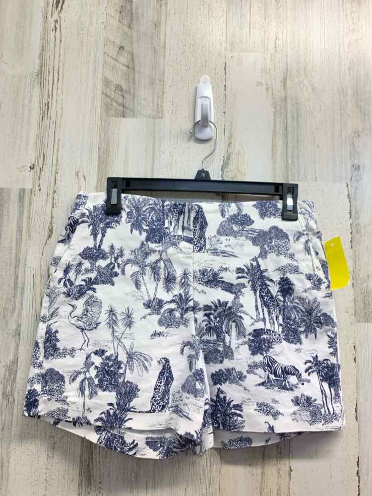PRE-OWNED Size 8 RACHEL ZOE BOTTOMS WHT/NVY LEAF PRINT Shorts