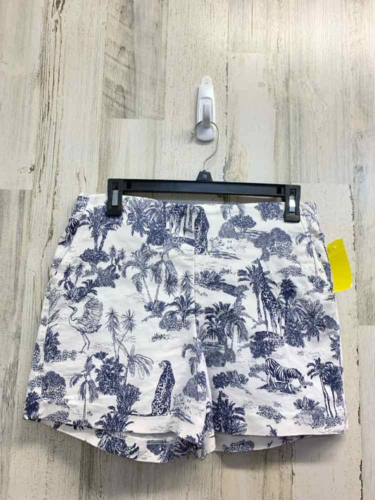 PRE-OWNED Size 8 RACHEL ZOE BOTTOMS WHT/NVY LEAF PRINT Shorts