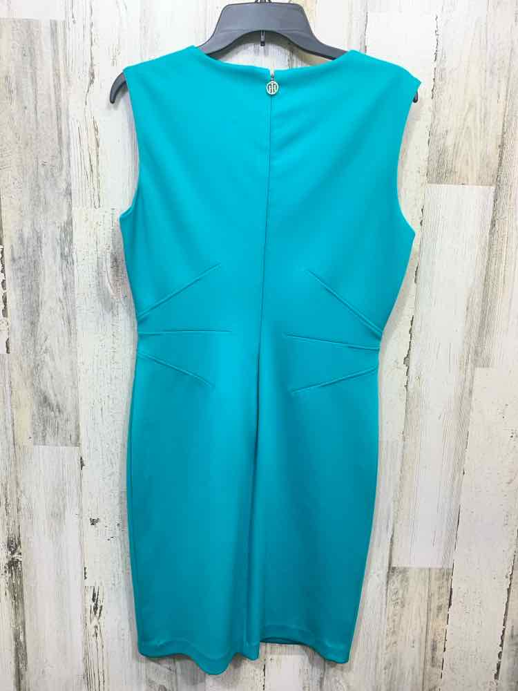 PRE-OWNED TOMMY HILFIGER Dresses and Skirts Size 10 Teal Solid SHEATH Dress/TEAL