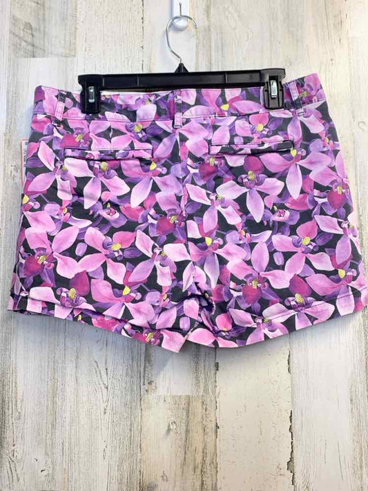 Size 10 LANDS END BOTTOMS GRAY/PURPLE ORCHIDS SHORT Shorts