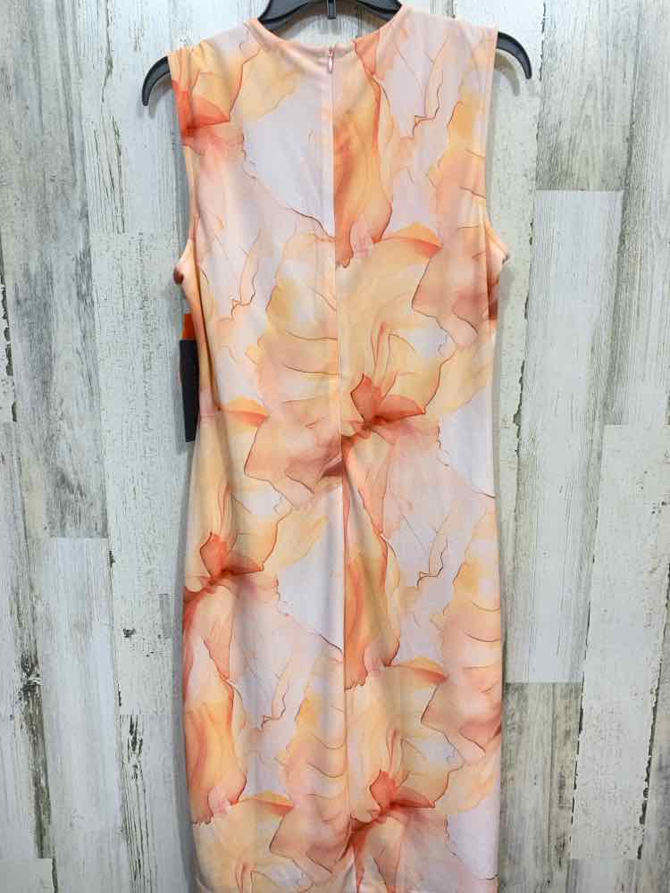 NWT DONNA KARAN Dresses and Skirts Size L ORANGE/WHITE Floral SLEEVELESS Dress