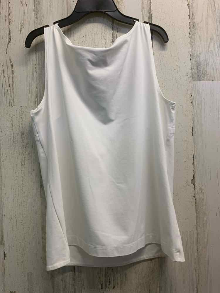 PRE-OWNED CHICO'S Tops Size 2 /L White Solid TANK TOP Tank Top