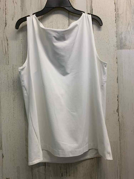 PRE-OWNED CHICO'S Tops Size 2 /L White Solid TANK TOP Tank Top
