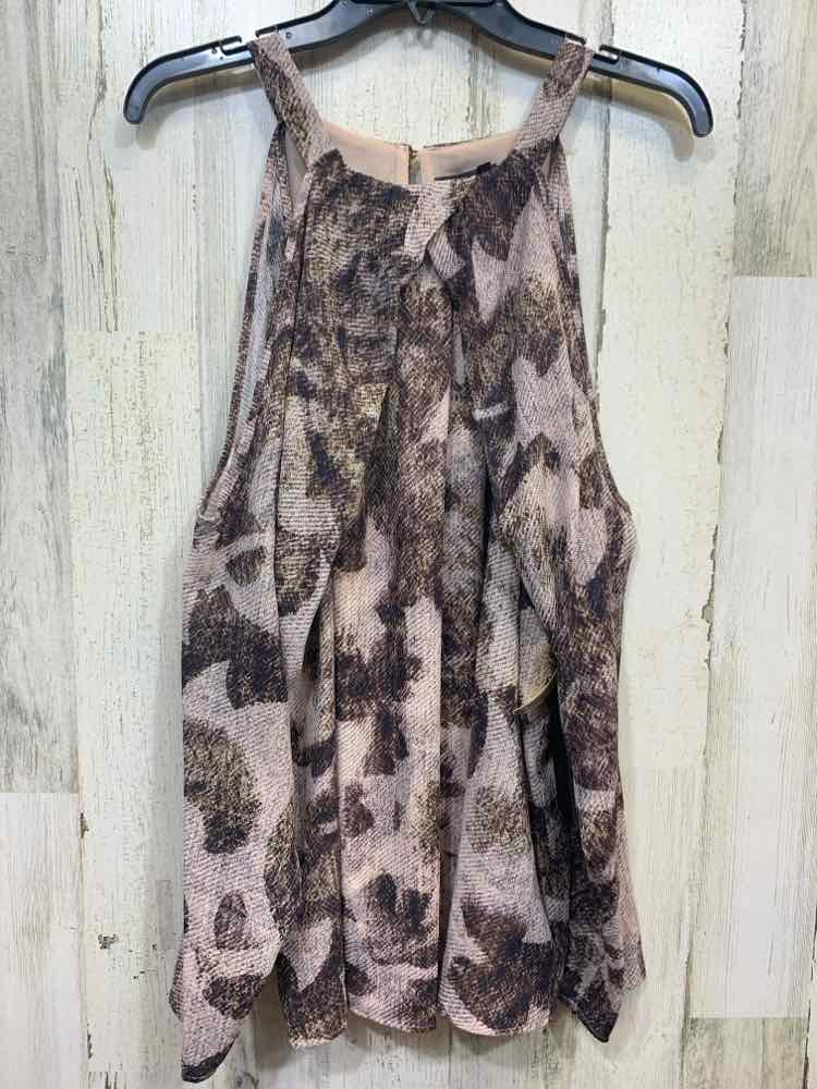 NWT DONNA KARAN Tops Size XL Brown Floral COLD SHOULDERS Blouse