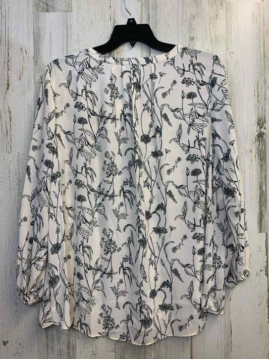 TAHARI PLUS SIZES Size 1X CRM/BLK FLOWERS LONG SLEEVES TOP