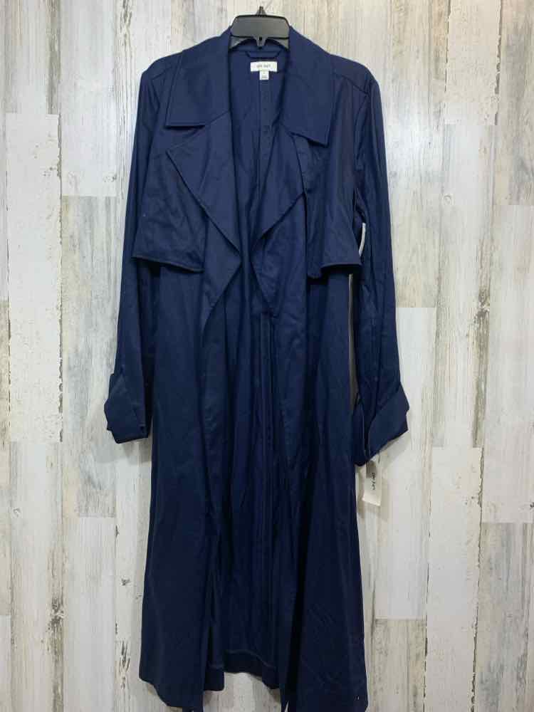 NWT ON 34TH Size L JACKETS / COATS Navy LONG SLEEVES FLAP TRENCH COAT