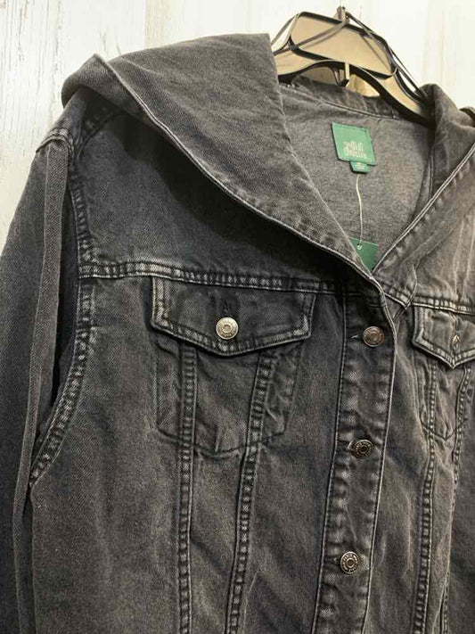 NWT WILD FABLE JACKETS / COATS Size XS Black Denim LONG SLEEVES/BUTTON UP HOODED