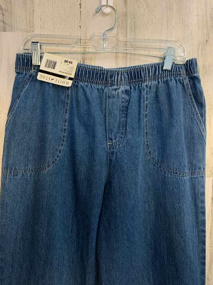 NWT Size 10 WHITE STAG BOTTOMS Blue WIDE LEG Pants/ELASTIC WAISTBAND JEANS